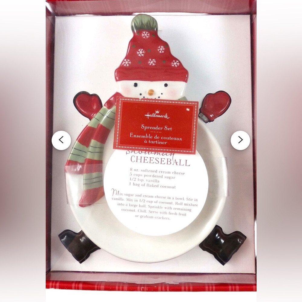 Vintage Hallmark Christmas Snowman Cheeseball Dish, Spreader Serving Dish